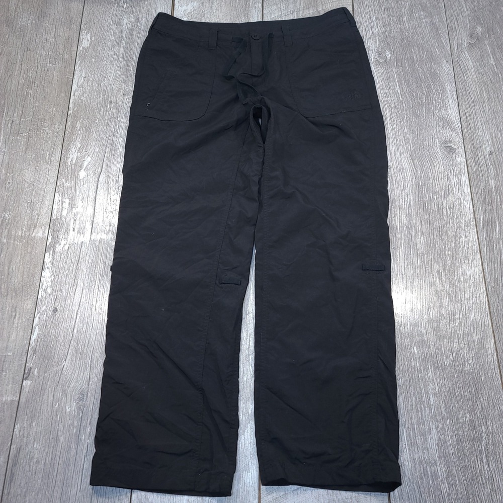 The North Face Hiking Pants Women 12 Black Nylon Ripstop Straight Leg Outdoor